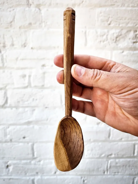 Oak carved eating spoon