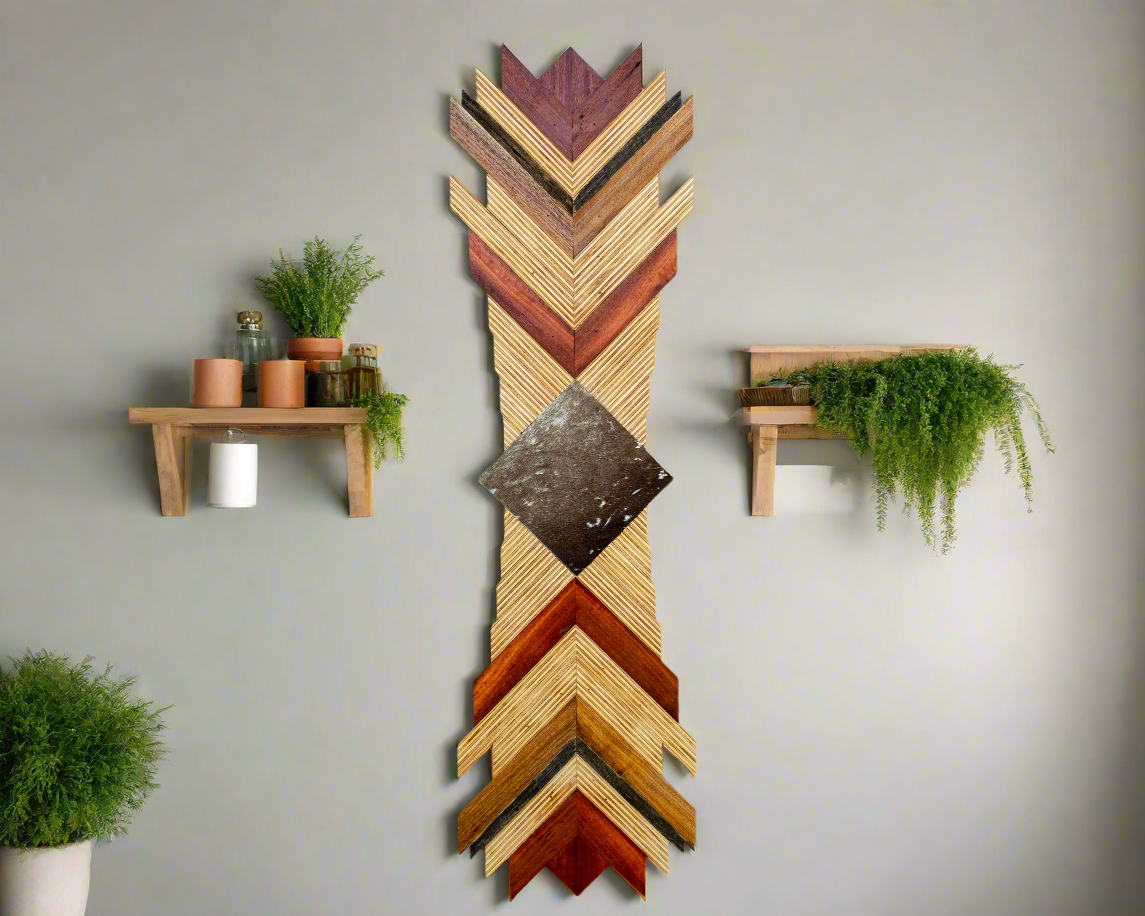 Rustic Cowhide Mosaic Wall Art