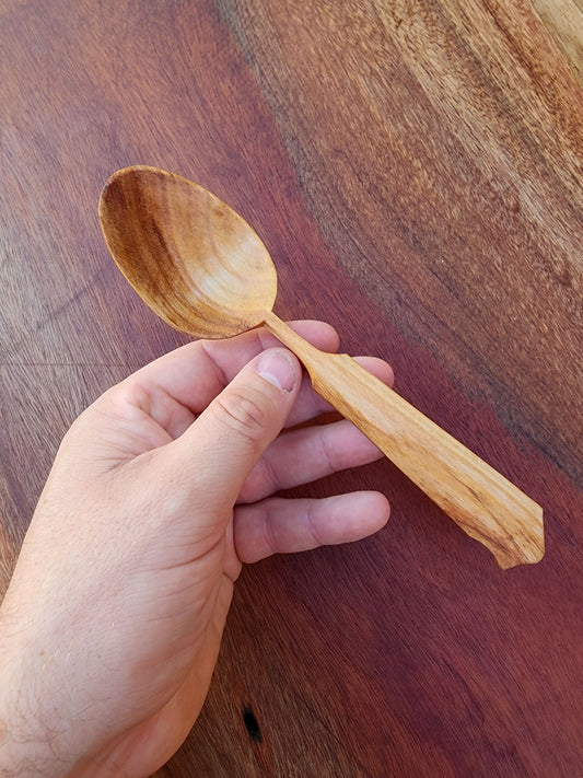 Carved Hickory Wattle eating spoon