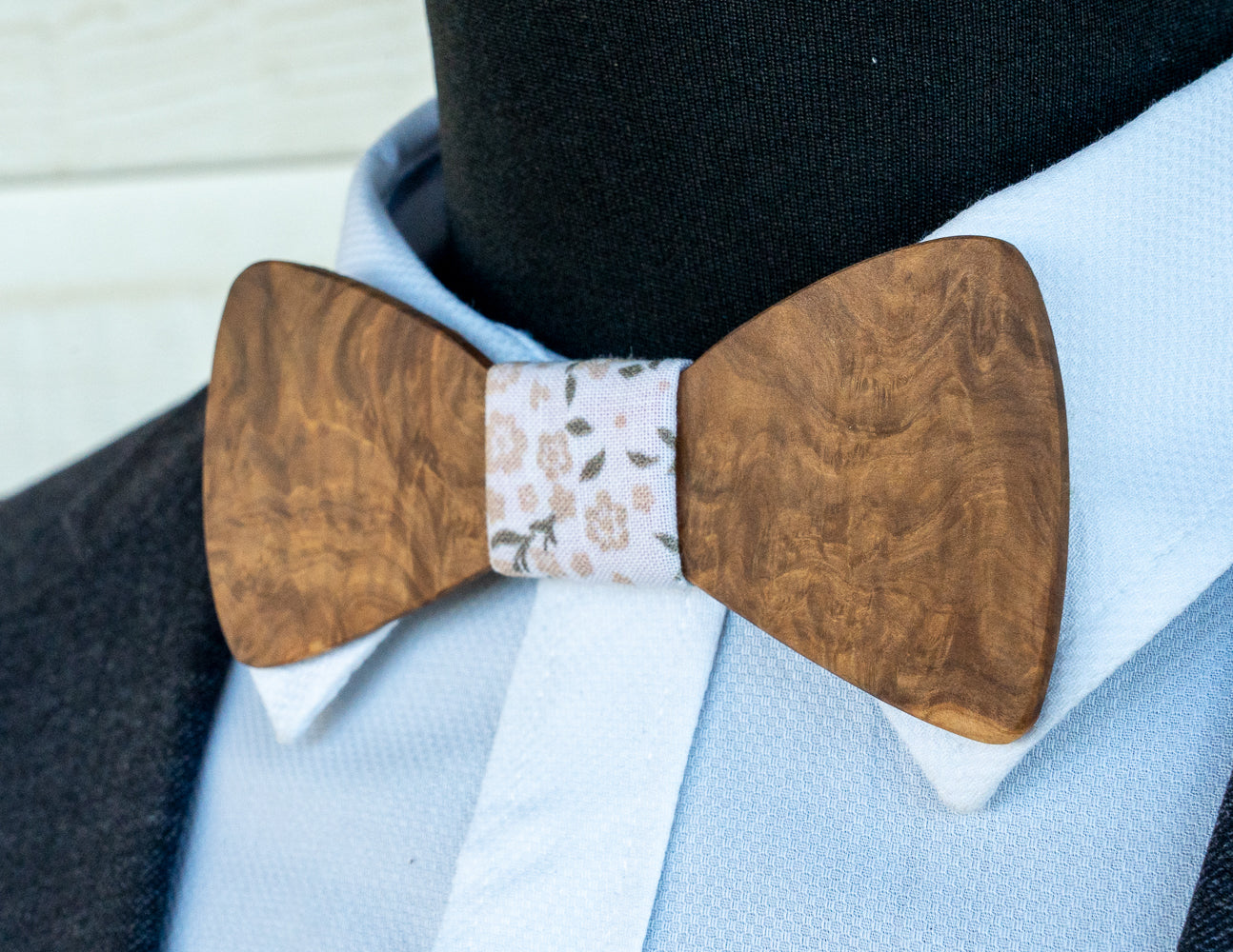 Handmade Brown Mallee Burl Wood Bowtie