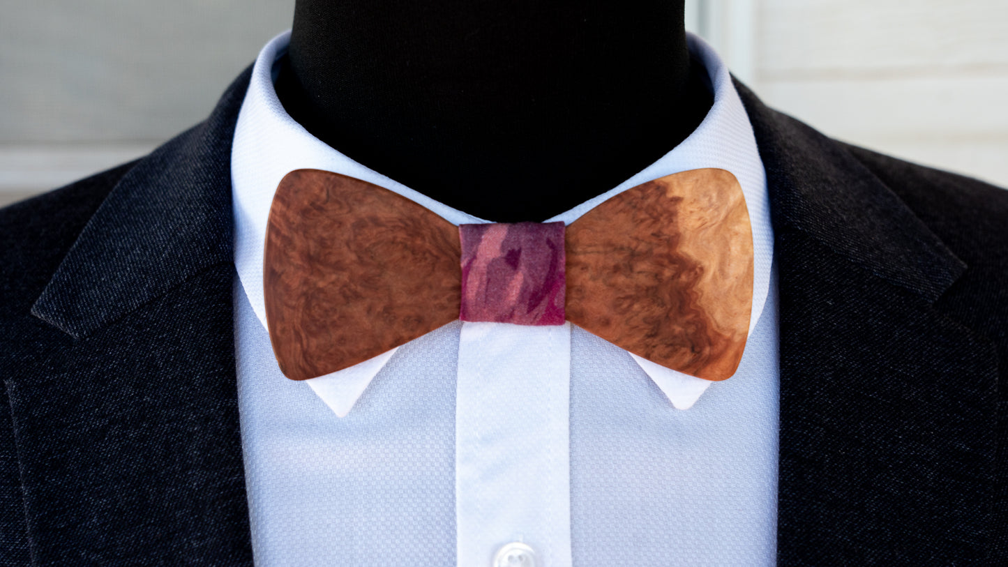 Handmade Red Mallee Burl Wood Bowtie