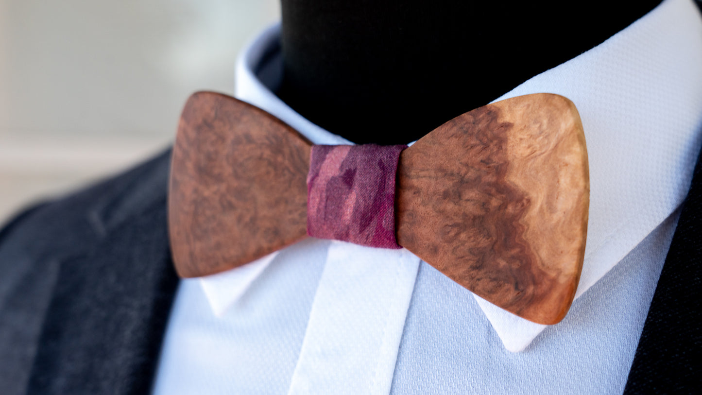 Handmade Red Mallee Burl Wood Bowtie
