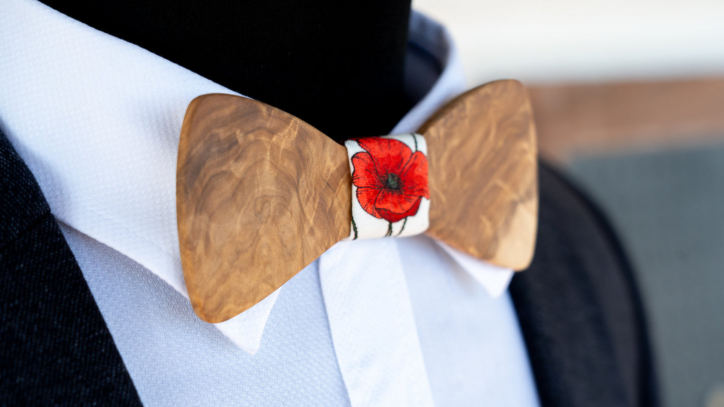 Handmade Brown Mallee Burl Wood Bowtie