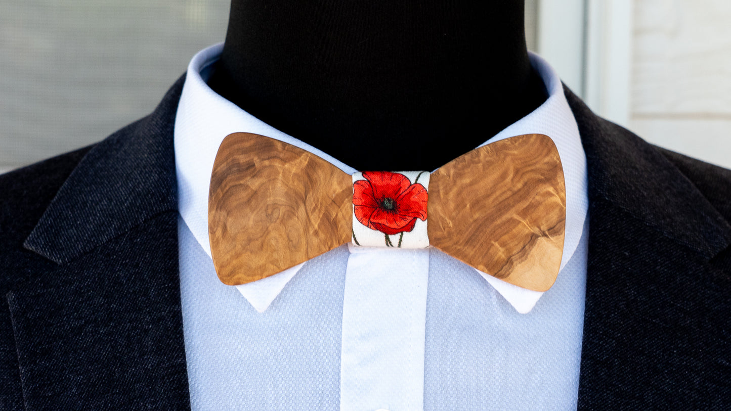 Handmade Brown Mallee Burl Wood Bowtie