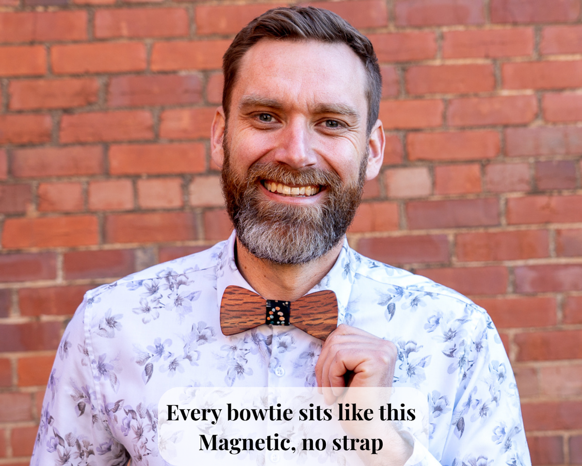 Red Mallee Burl Bowtie - White Swirl Centre
