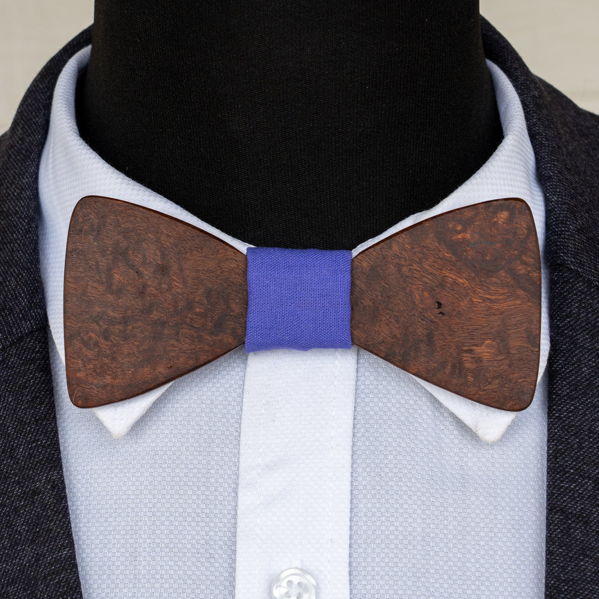 Gidgee magnetic wooden bowtie with purple centre - view 1