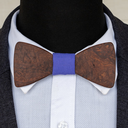 Gidgee magnetic wooden bowtie with purple centre - view 1