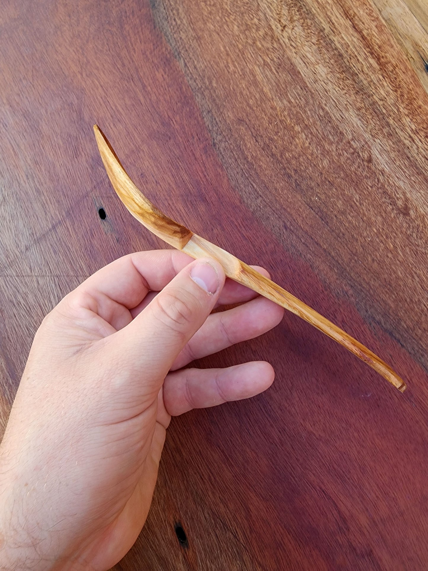 Carved Hickory Wattle eating spoon