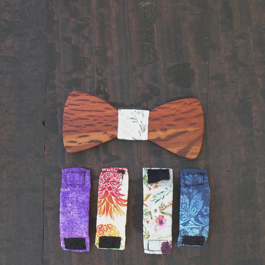 Ash demonstrating how to change the replaceable centre insert on a wooden bowtie