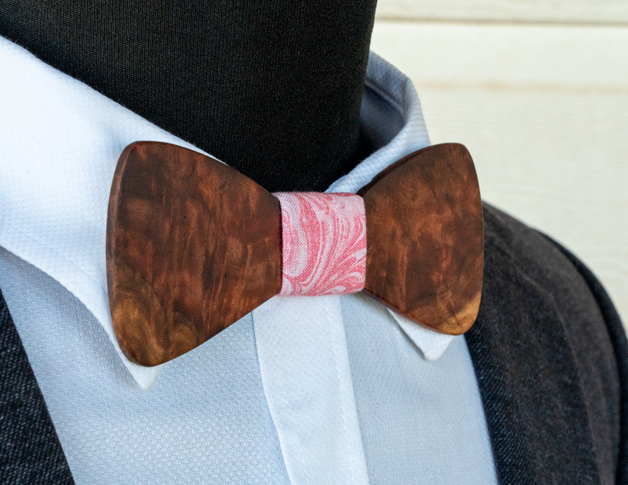 Handmade Red Mallee Burl Wood Bowtie