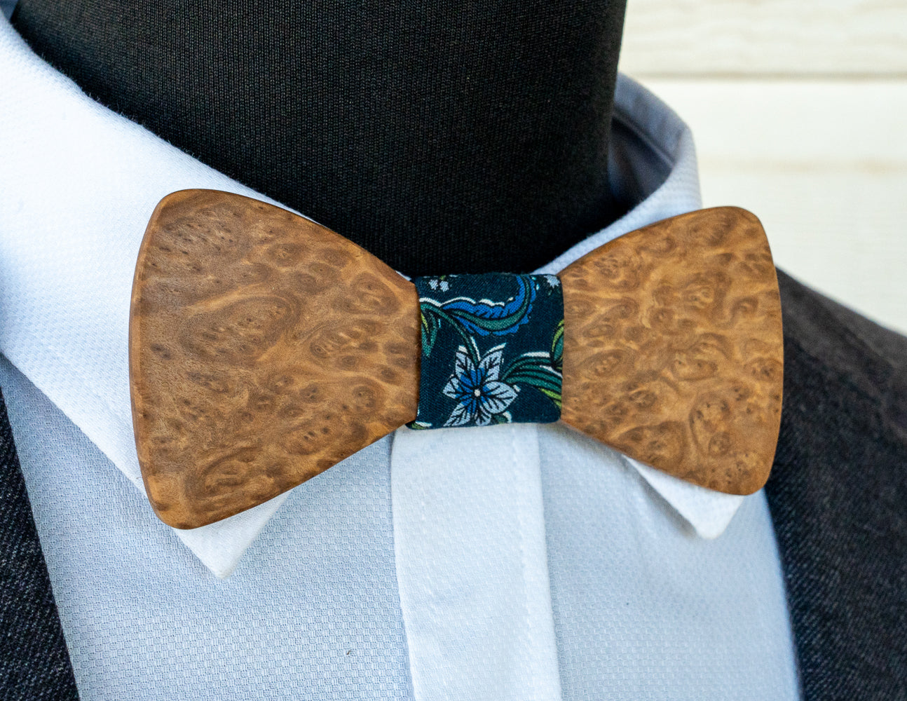 Handmade Brown Mallee Burl Wood Bowtie