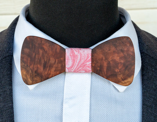 Red Mallee Burl Bowtie - Pink Centre