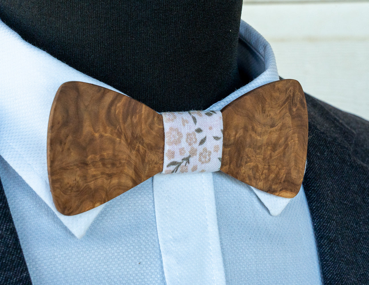 Handmade Brown Mallee Burl Wood Bowtie